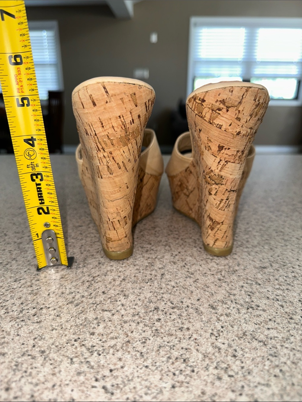NWOB Spirit Moda Beige Cork Wedge Mules - Picture 2 of 4